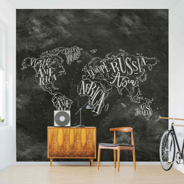 Wanddeko Küche Kreide Weltkarte