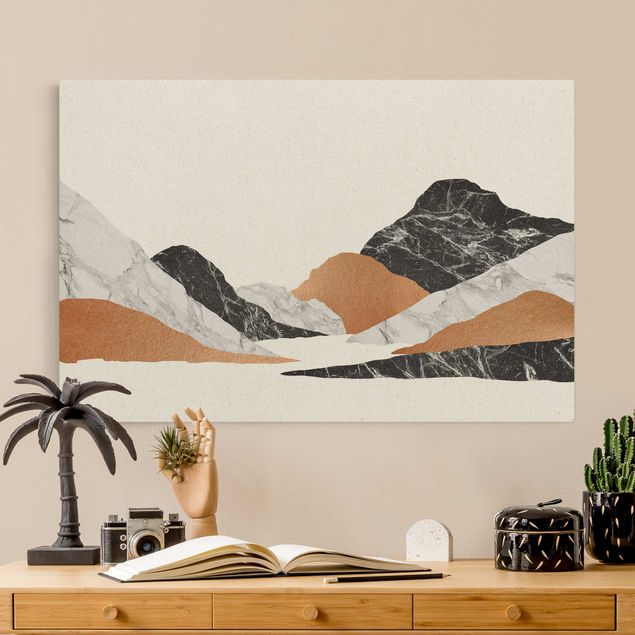 Leinwandbild Berge Landschaft in Marmor und Kupfer II