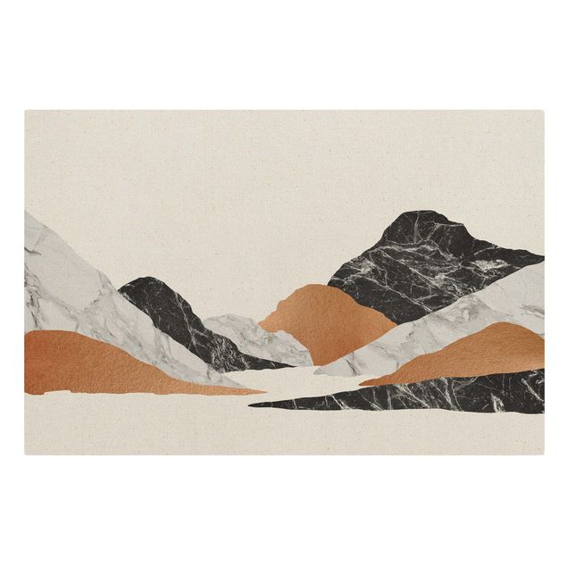Kunstdruck Leinwand Landschaft in Marmor und Kupfer II