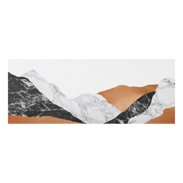 Wandbilder Glas Natur Landschaft in Marmor und Kupfer