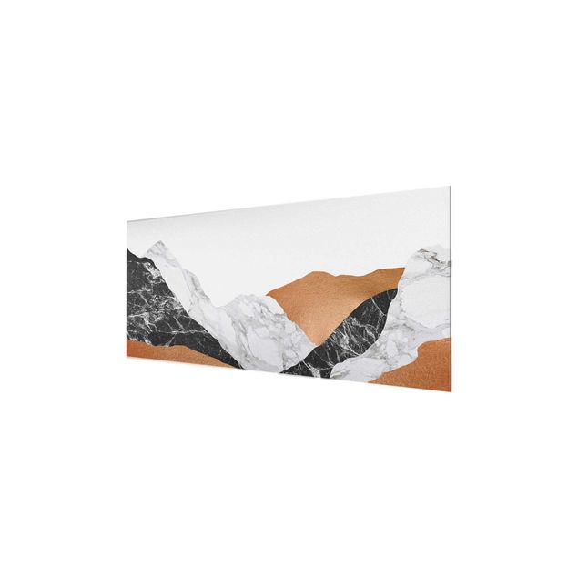 abstrakte Glasbilder Landschaft in Marmor und Kupfer