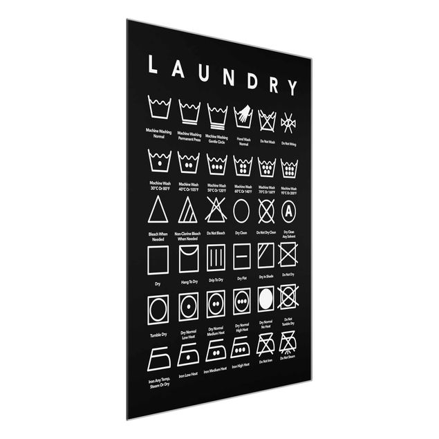 Wandbilder Sprüche Laundry Symbole Schwarz-Weiß
