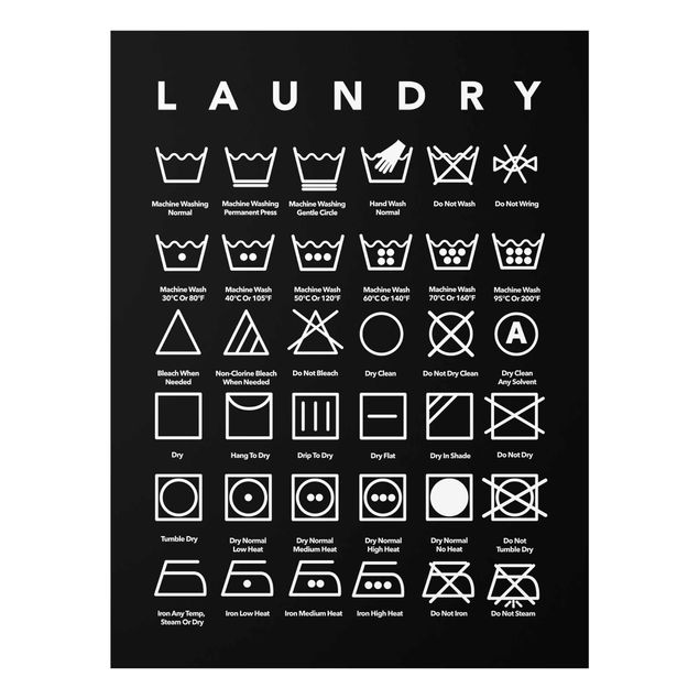 Wandbilder Schwarz-Weiß Laundry Symbole Schwarz-Weiß