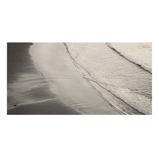 Leinwandbilder schwarz-weiß Leichter Wellengang am Strand Schwarz Weiß