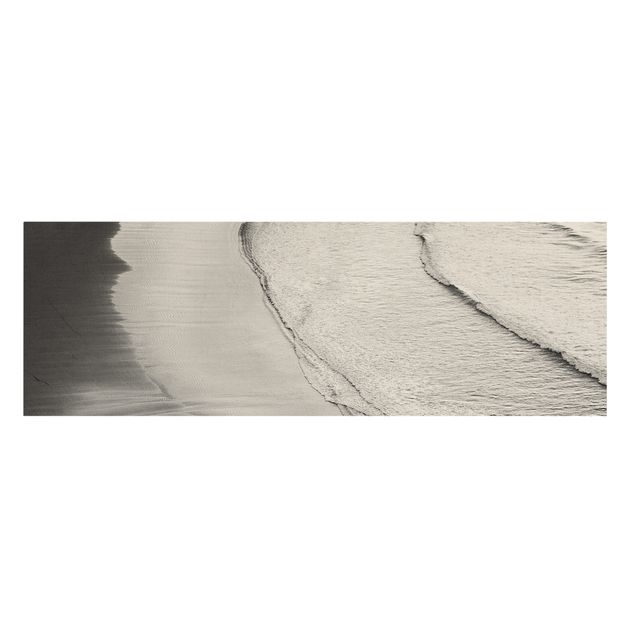 Leinwand schwarz-weiß Leichter Wellengang am Strand Schwarz Weiß