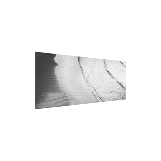 Wandbilder Meer Leichter Wellengang am Strand Schwarz Weiß