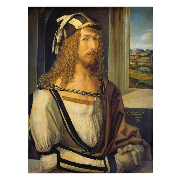 Wandbilder Portrait Albrecht Dürer - Selbstbildnis mit Landschaft