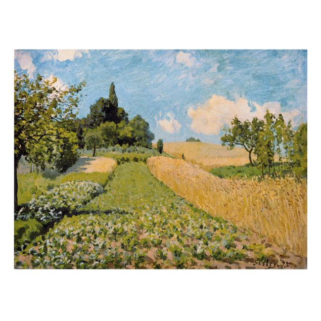Kunstdruck Leinwand Alfred Sisley - Sommerlandschaft mit Feldern