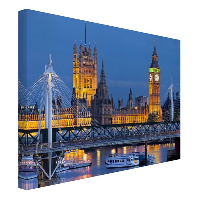 Skyline Leinwand Big Ben und Westminster Palace in London bei Nacht
