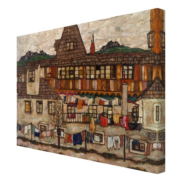 Wandbilder Architektur & Skyline Egon Schiele - Häuser mit trocknender Wäsche