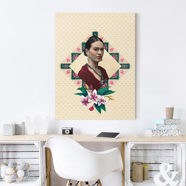 Leinwand Blumen Frida Kahlo - Blumen und Geometrie