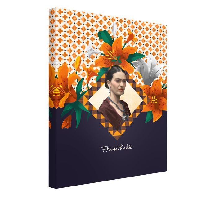 Wandbilder Portrait Frida Kahlo - Lilien