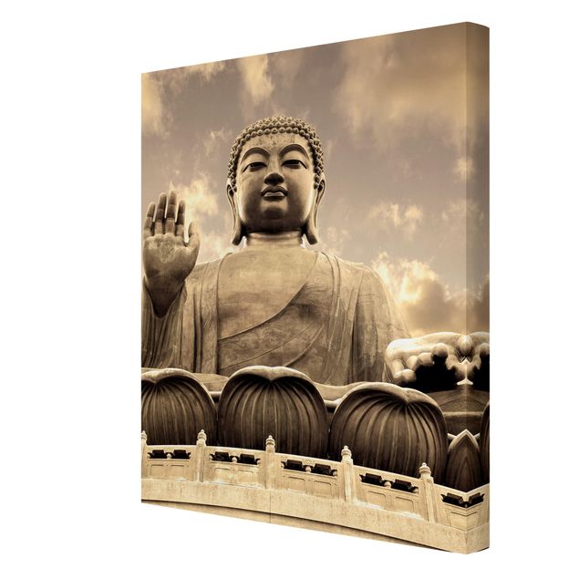 schöne Leinwandbilder Großer Buddha Sepia