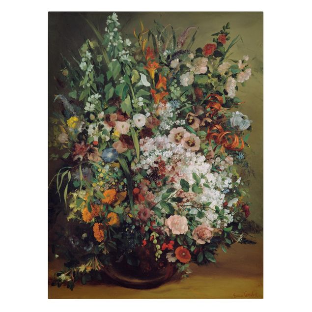 Leinwand Kunst Gustave Courbet - Blumenstrauß in Vase