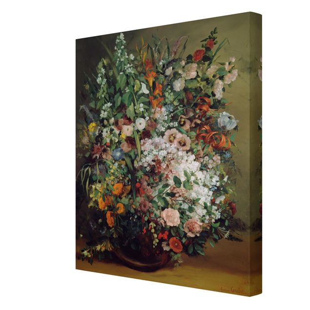 Blumenbilder auf Leinwand Gustave Courbet - Blumenstrauß in Vase