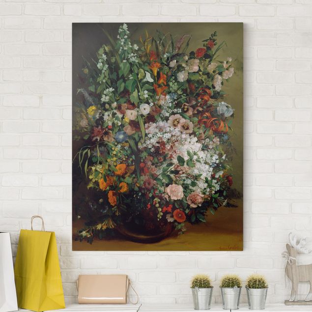 Wandbilder Mohnblumen Gustave Courbet - Blumenstrauß in Vase