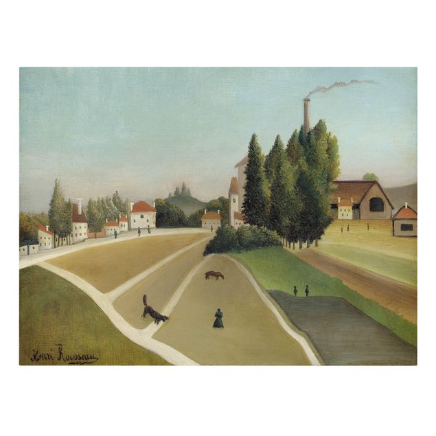 Wandbilder Kunstdrucke Henri Rousseau - Landschaft mit Fabrik