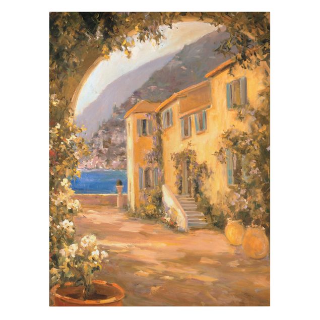 Wandbilder Modern Italienische Landschaft - Blumenbogen