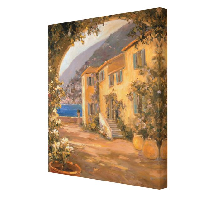 Wandbilder Orange Italienische Landschaft - Blumenbogen