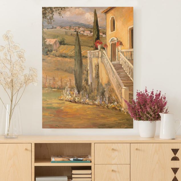 Italien Bilder auf Leinwand Italienische Landschaft - Haustreppe