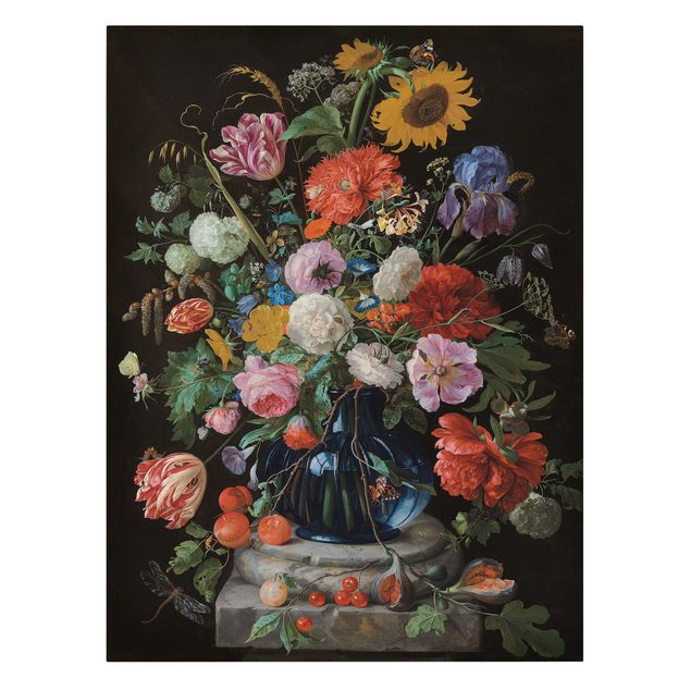 Kunstdruck Leinwand Jan Davidsz de Heem - Glasvase mit Blumen