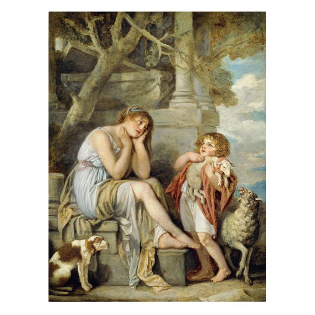 Wandbilder Kunstdrucke Jean Baptiste Greuze - L'Agneau Chéri