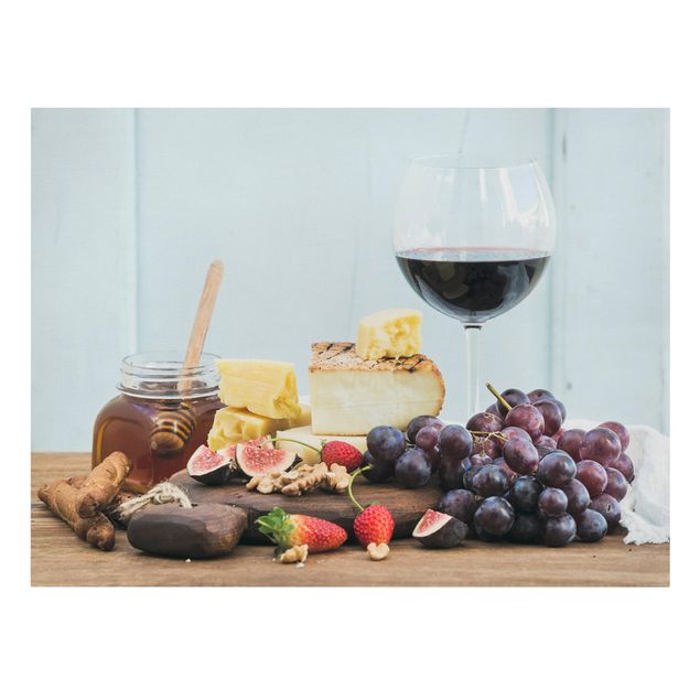Leinwandbilder Obst Käse und Wein