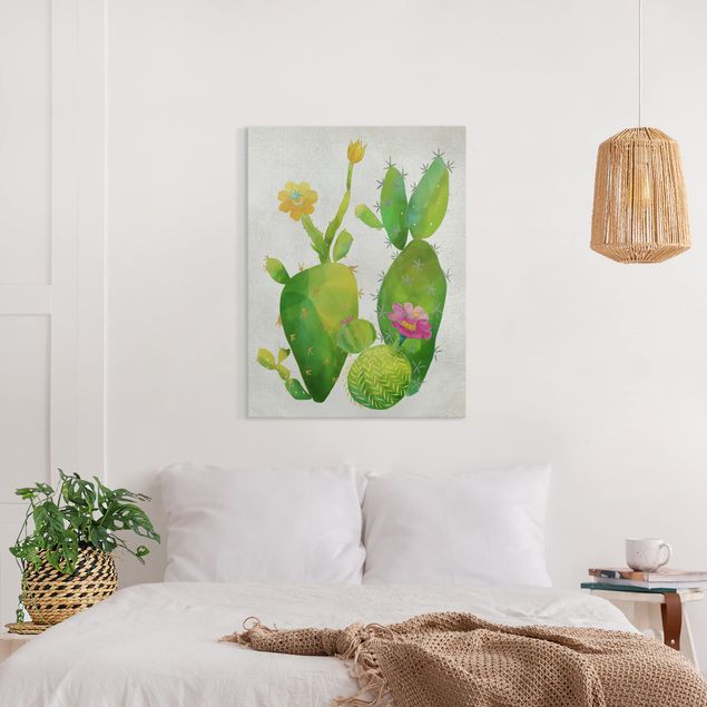 Wandbilder Floral Kaktusfamilie rosa gelb