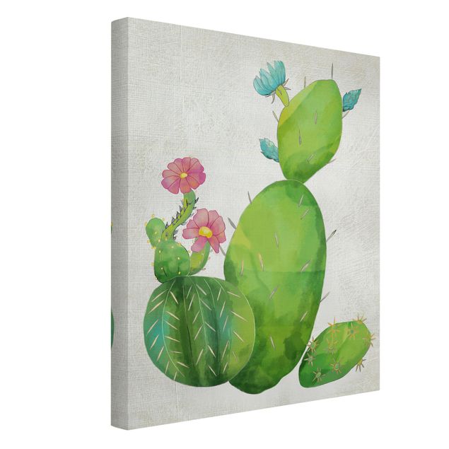Wandbilder Blumen Kaktusfamilie rosa türkis