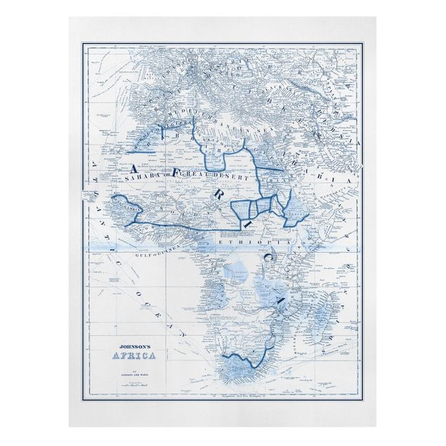 Wandbilder Afrika Karte in Blautönen - Afrika