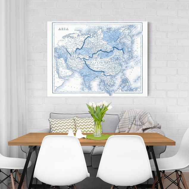 Wandbilder Weltkarten Karte in Blautönen - Asien