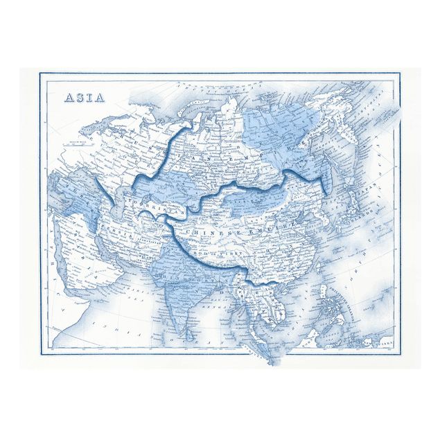 Wandbilder Blau Karte in Blautönen - Asien