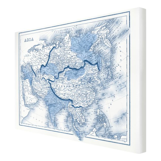 Wandbilder Karte in Blautönen - Asien