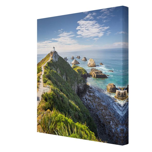 Wandbilder Strände Nugget Point Leuchtturm und Meer Neuseeland