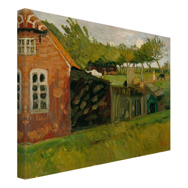 Wandbilder Landschaften Otto Modersohn - Rotes Haus mit Ställen
