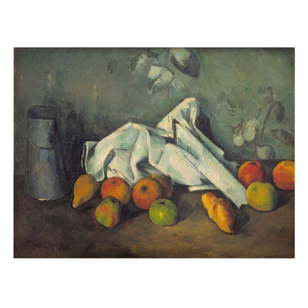 Kunstdruck Leinwand Paul Cézanne - Milchkanne und Äpfel
