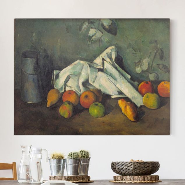 Wanddeko Küche Paul Cézanne - Milchkanne und Äpfel