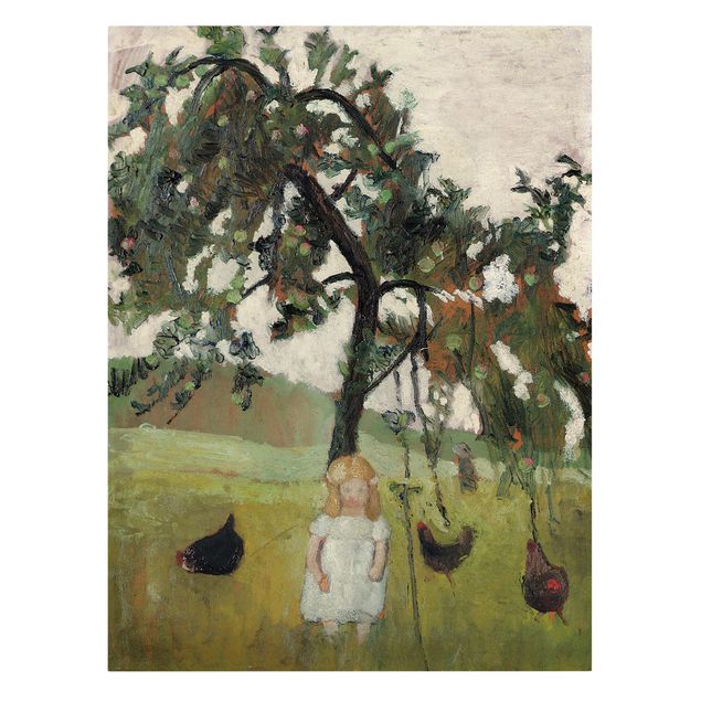Wandbilder Kunstdrucke Paula Modersohn-Becker - Elsbeth mit Hühnern