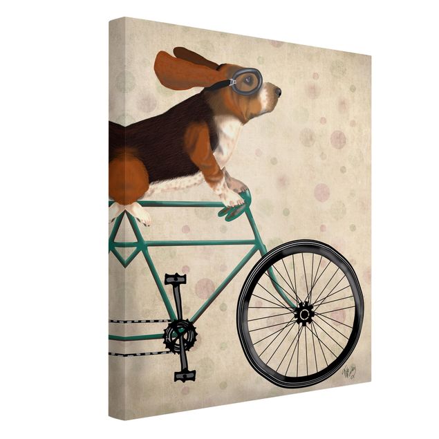 Wandbilder Hunde Radtour - Basset auf Fahrrad