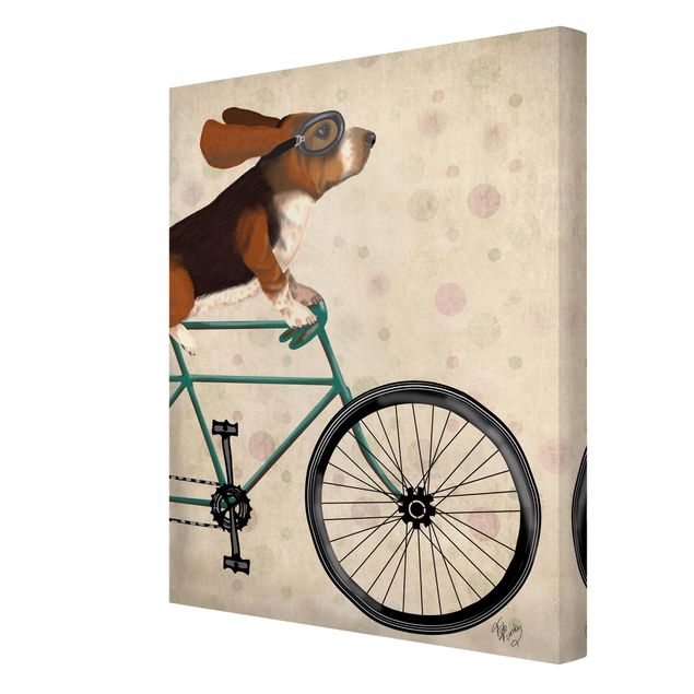 Tierbilder Leinwand Radtour - Basset auf Fahrrad