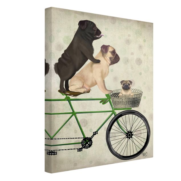 Wandbilder Hunde Radtour - Möpse auf Fahrrad