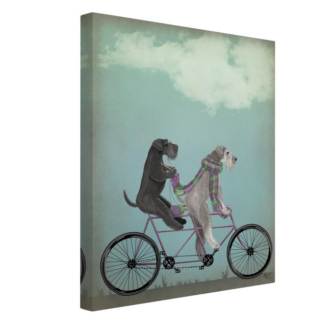 Wandbilder Hunde Radtour - Schnauzer Tandem