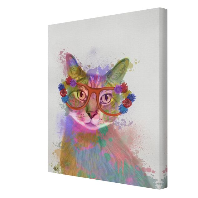 Wandbilder Tiere Regenbogen Splash Katze