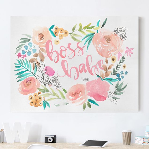 Blumenbilder auf Leinwand Rosa Blüten - Boss Babe