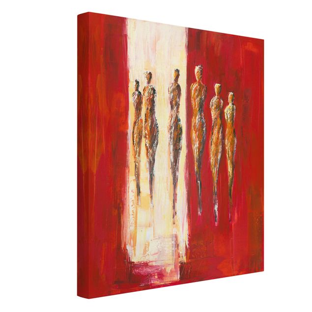 abstrakte Leinwandbilder Petra Schüßler - Sechs Figuren in Rot