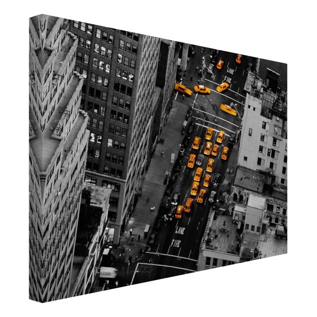 Leinwandbilder schwarz-weiß Taxilichter Manhattan