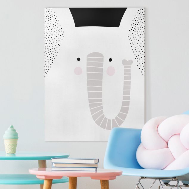 Wandbilder Elefanten Tierpark mit Mustern - Elefant