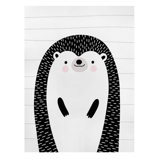 Wandbilder Schwarz-Weiß Tierpark mit Mustern - Igel