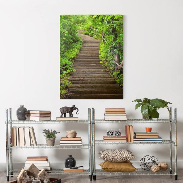 Wandbilder Landschaften Treppenaufstieg im Wald