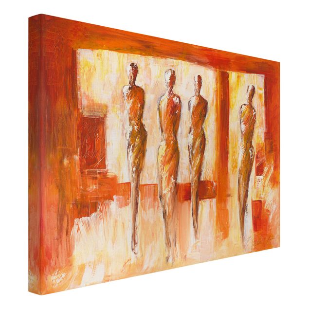 Leinwandbilder abstrakt Vier Figuren in Orange